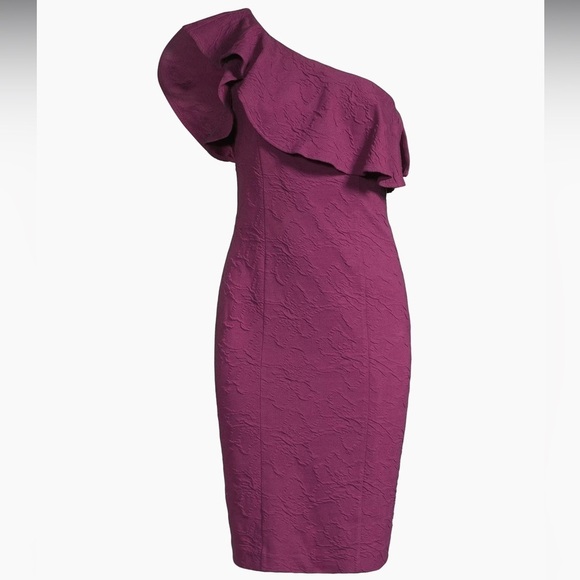 Lilly Pulitzer NWT Bordeaux Ruffle Jacquard One-Shoulder Minidress Size 10 - Picture 3 of 9